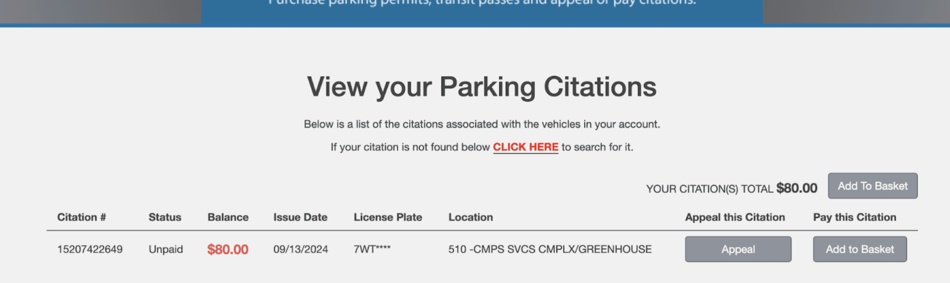 Parking Ticket 15207422649