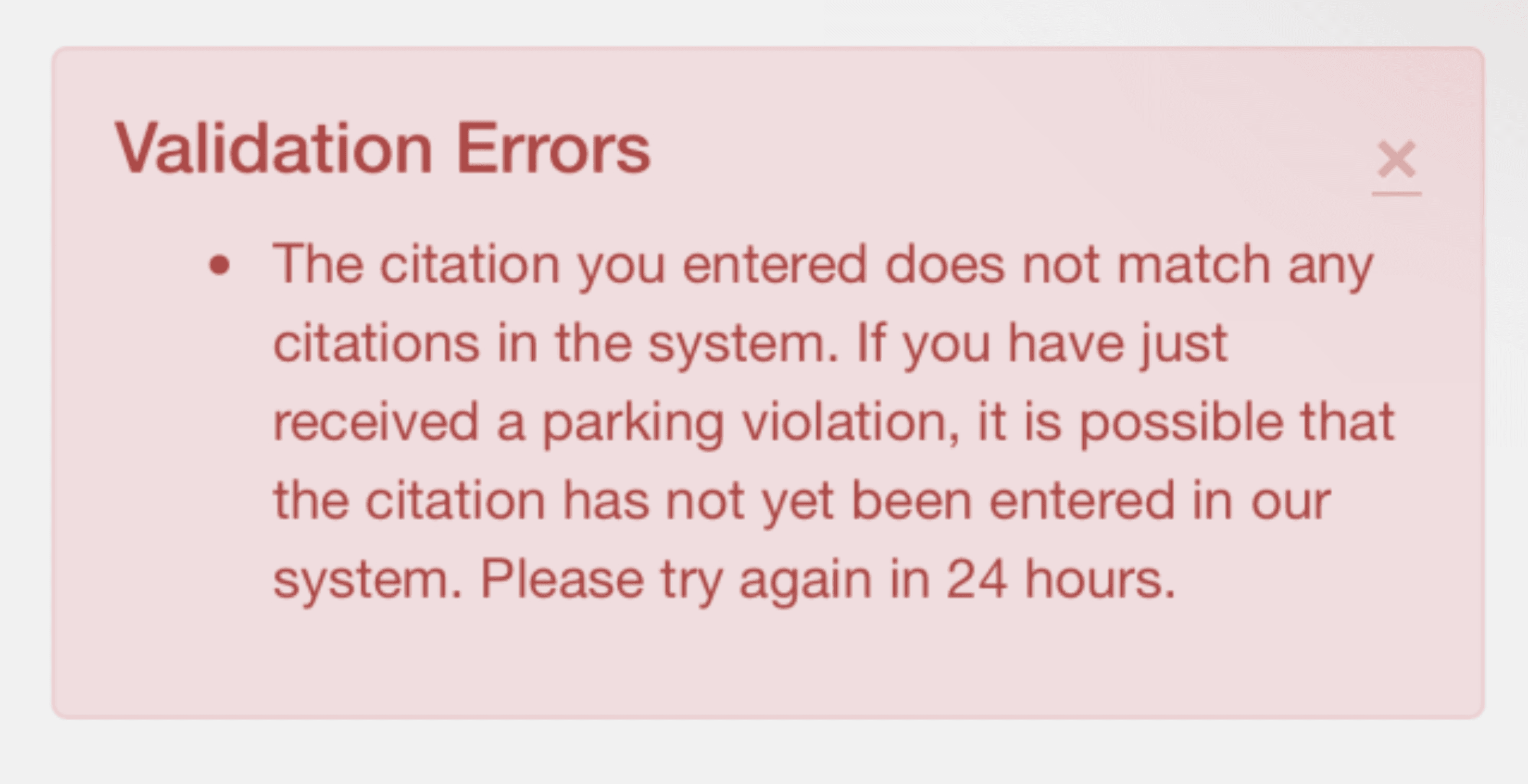 UCSD Parking Ticket Validation Error