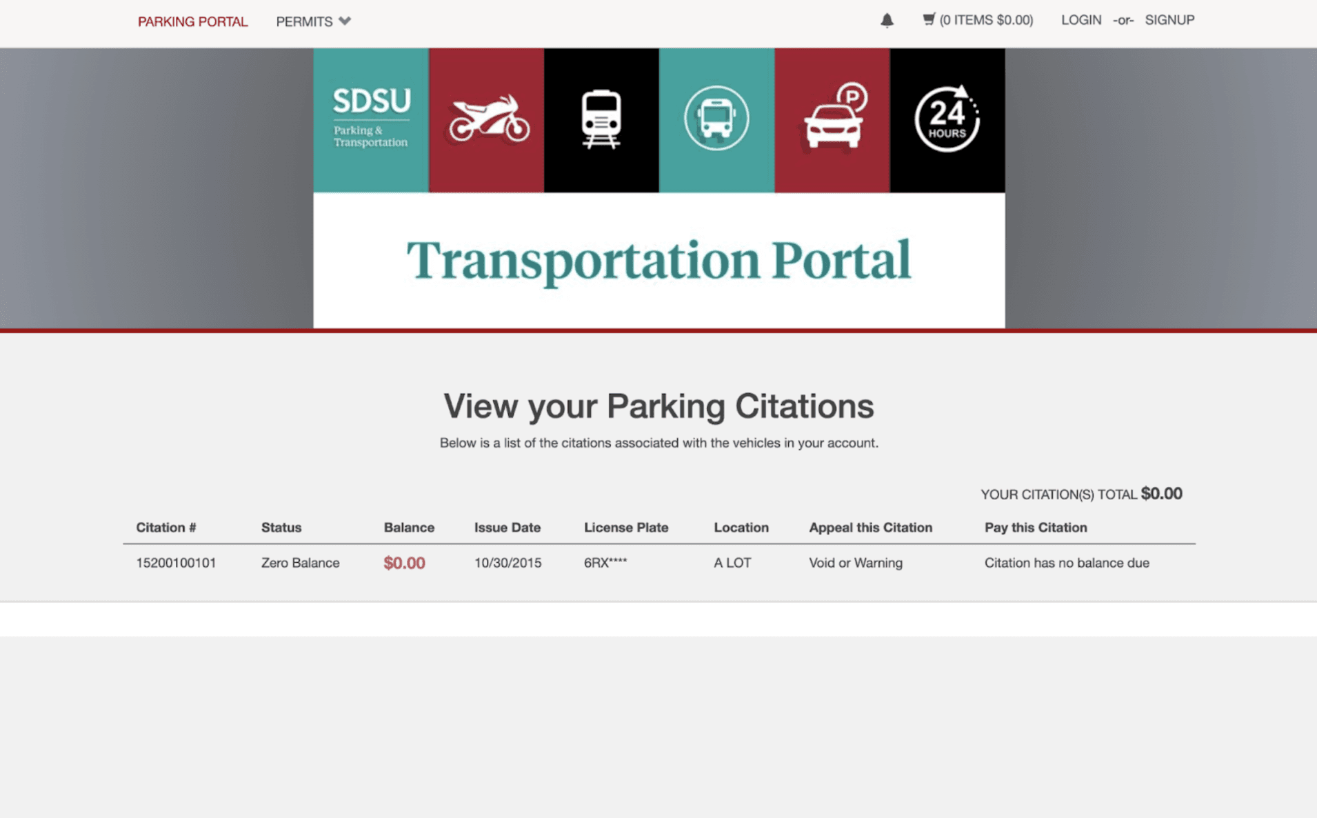 SDSU parking ticket lookup